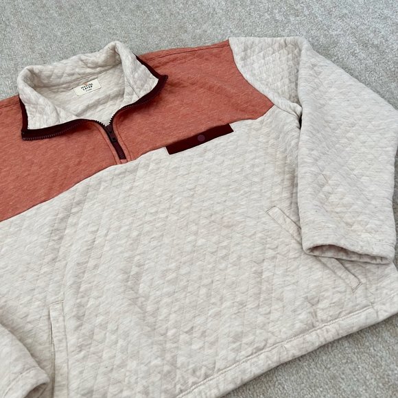 Marine Layer Quilted Pullover Zip Up Sweatshirt Top XL - Picture 3 of 7
